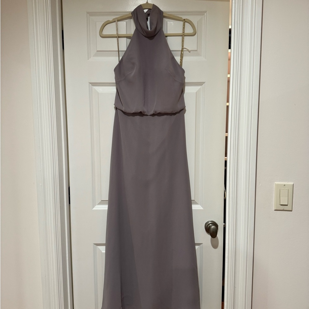 Jenny Yoo Brett Halter Maxi Dress Grey Purple Size 4 - new (no tags)